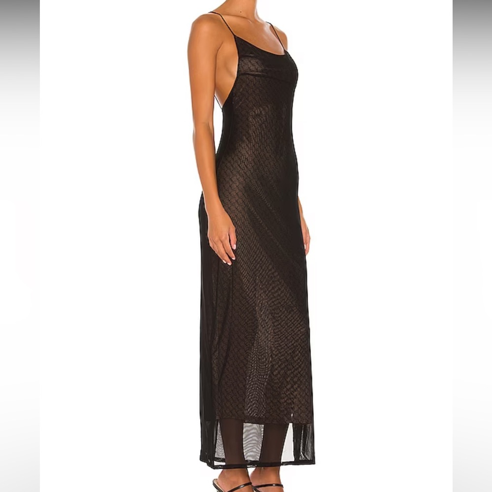 Miaou Thais Slip Dress in Black Monogram Size XS